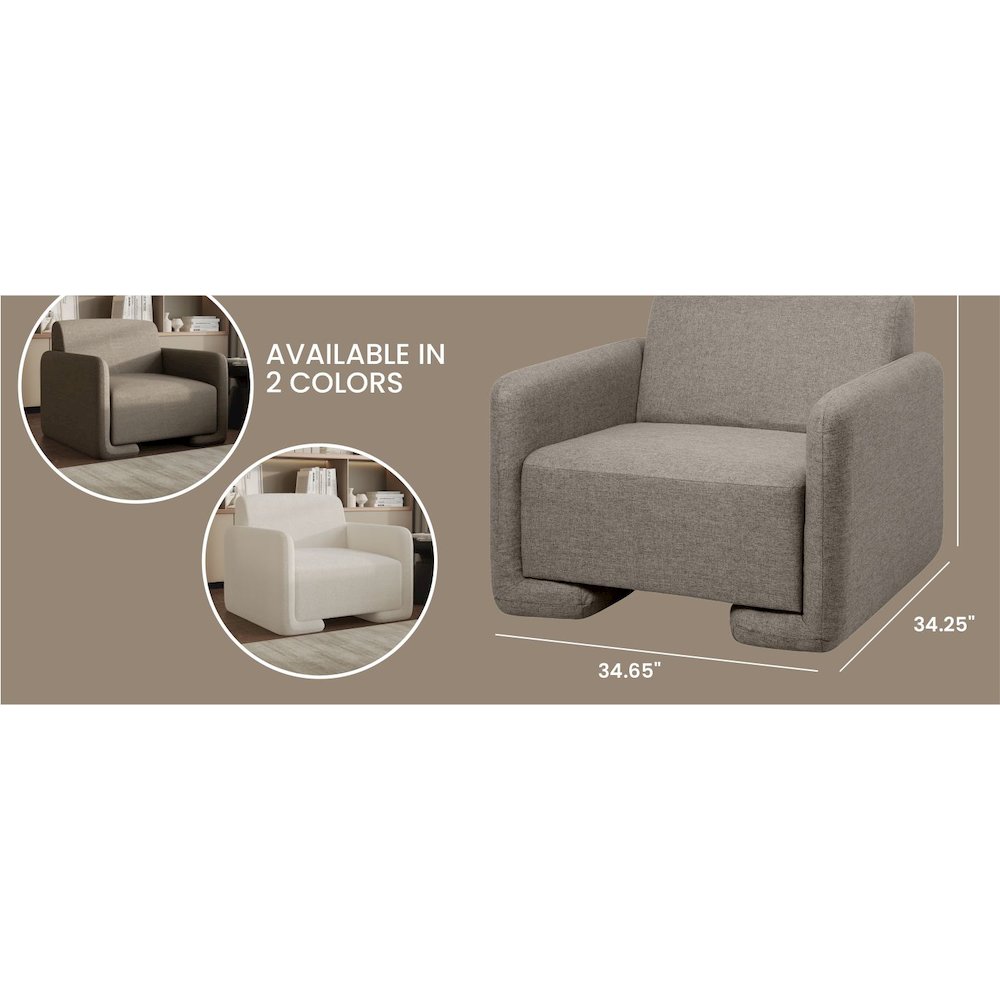 Nyta Collection Modern Accent Chair in Grey Linen