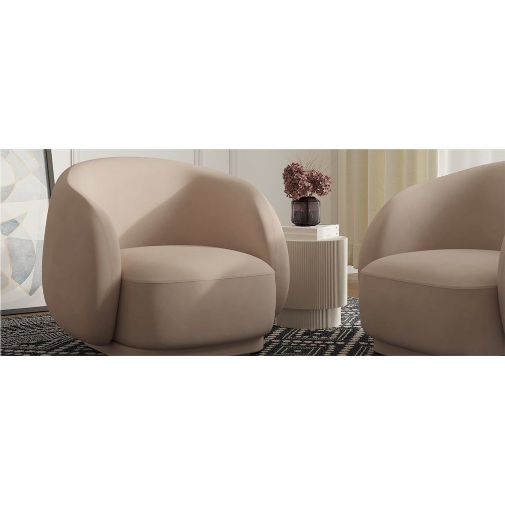 Faze Collection Modern Single Seater Sofa in Beige Velvet