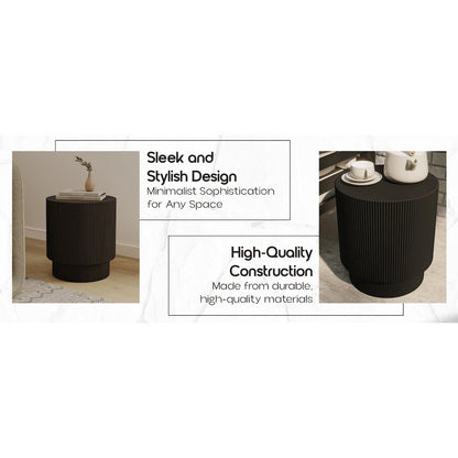 Eden Collection Fiberglass Outdoor Side Table in Black