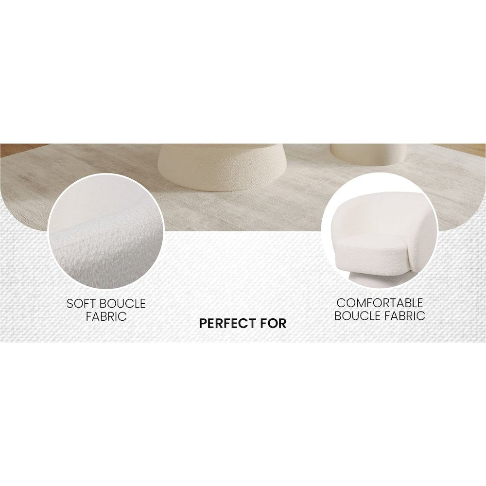 Raze Collection Modern Accent Chair in White Boucle