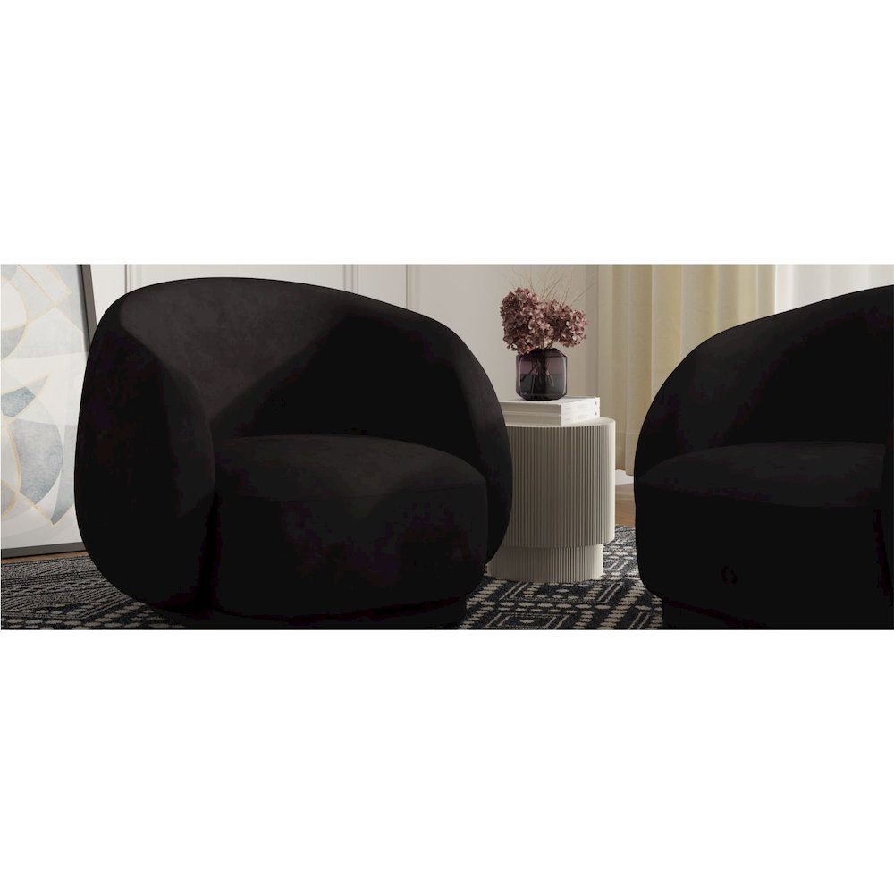 Faze Collection Modern Single Seater Sofa in Black Velvet