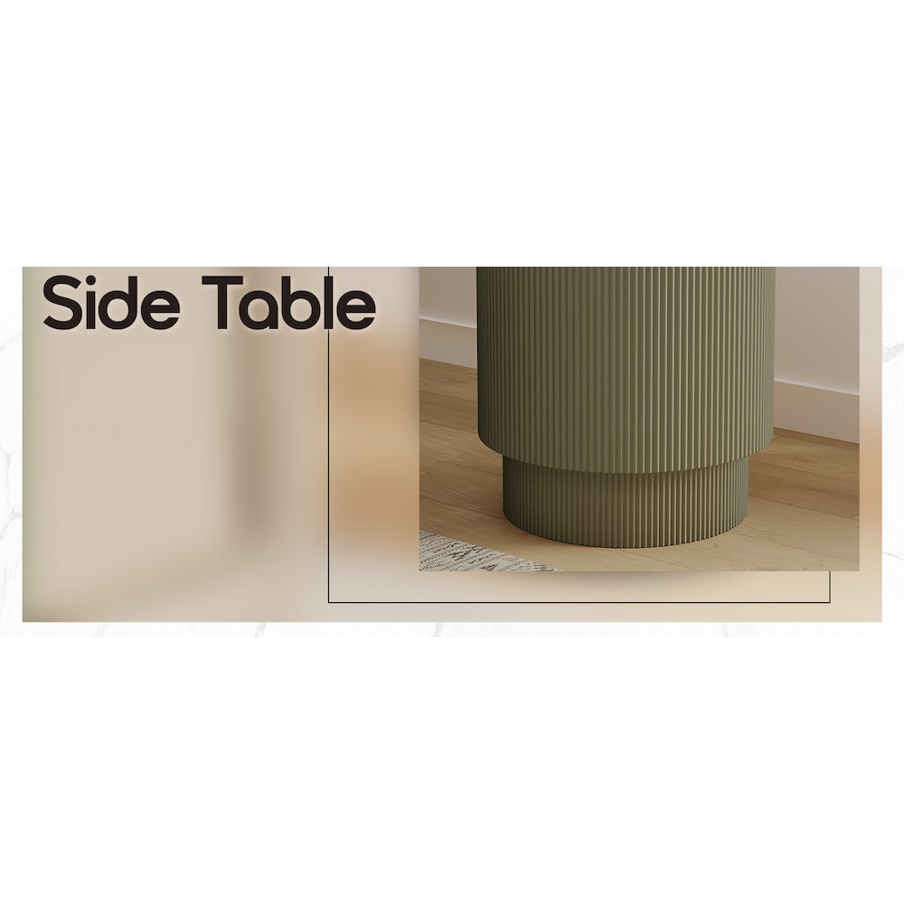Eden Collection Fiberglass Outdoor Side Table in Olive Green