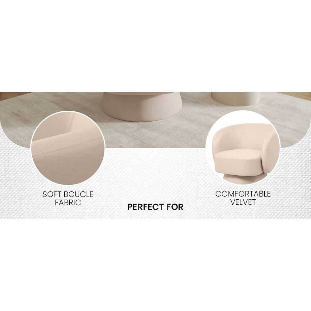 Raze Collection Modern Accent Chair in Beige Velvet