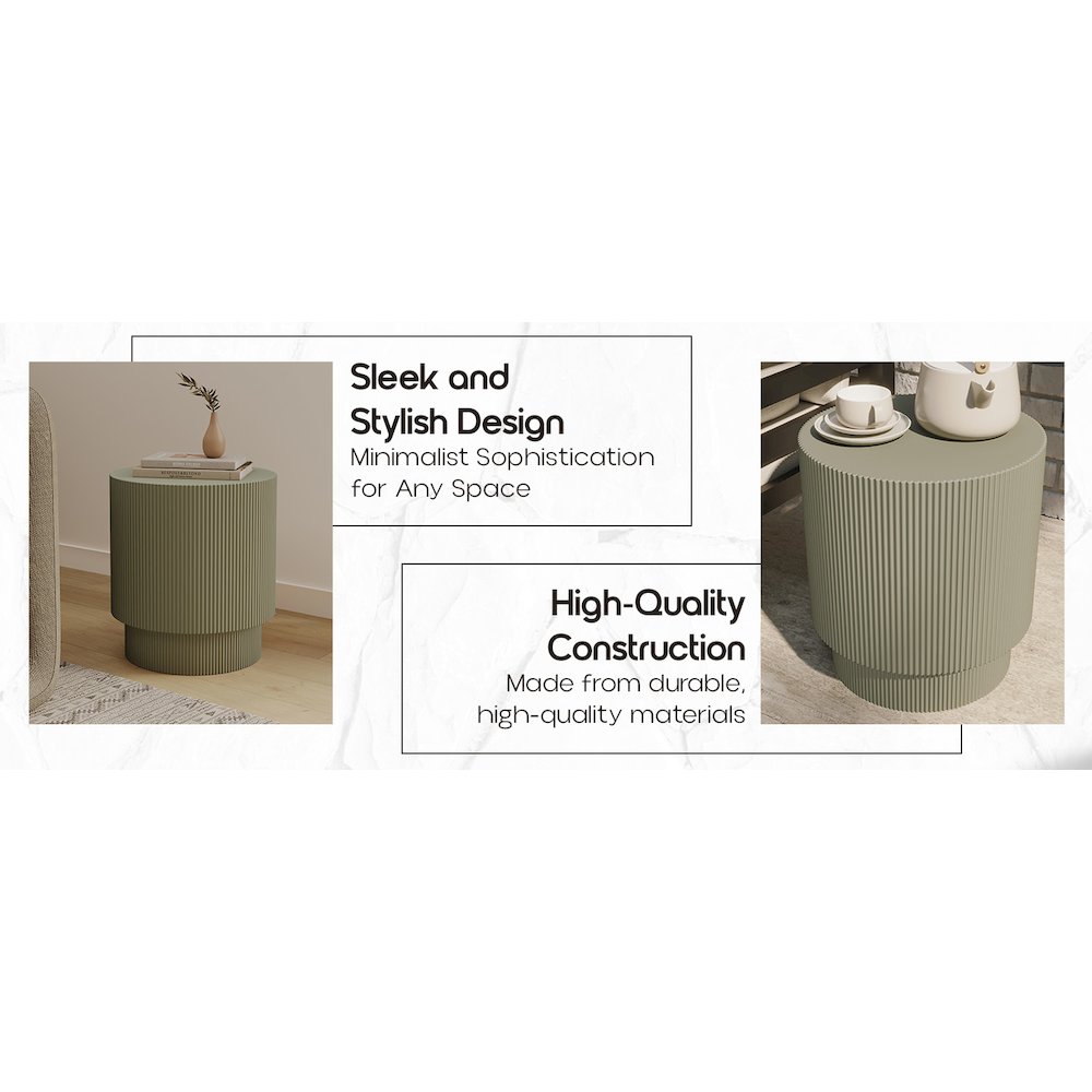 Eden Collection Fiberglass Outdoor Side Table in Olive Green