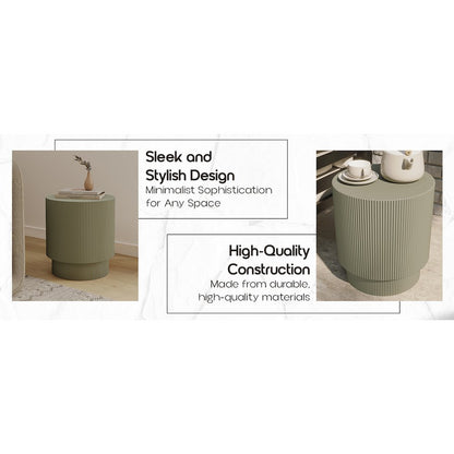 Eden Collection Fiberglass Outdoor Side Table in Olive Green