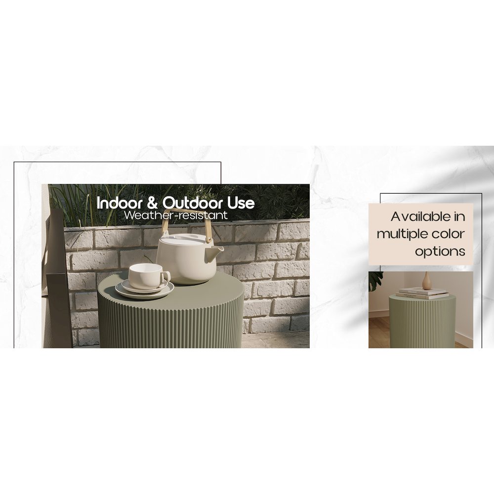Eden Collection Fiberglass Outdoor Side Table in Olive Green