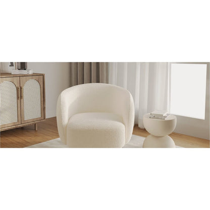 Raze Collection Modern Accent Chair in White Boucle