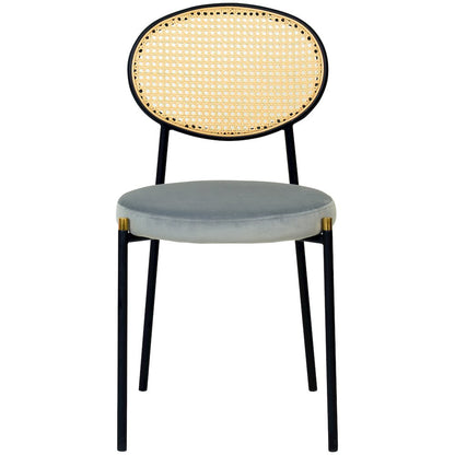 Euston Modern Wicker Dining Chair with Velvet Round Seat