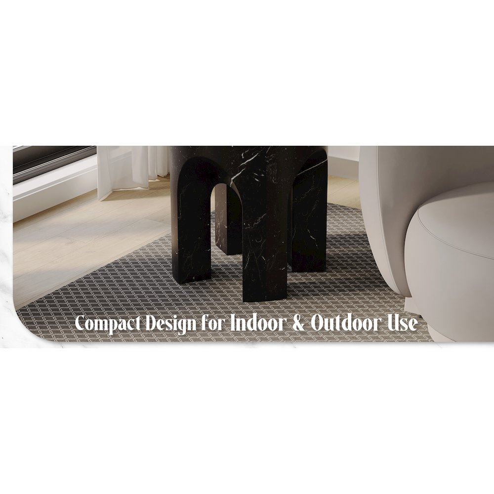 Crus Collection Fiberglass Outdoor Side Table Marbleized Black