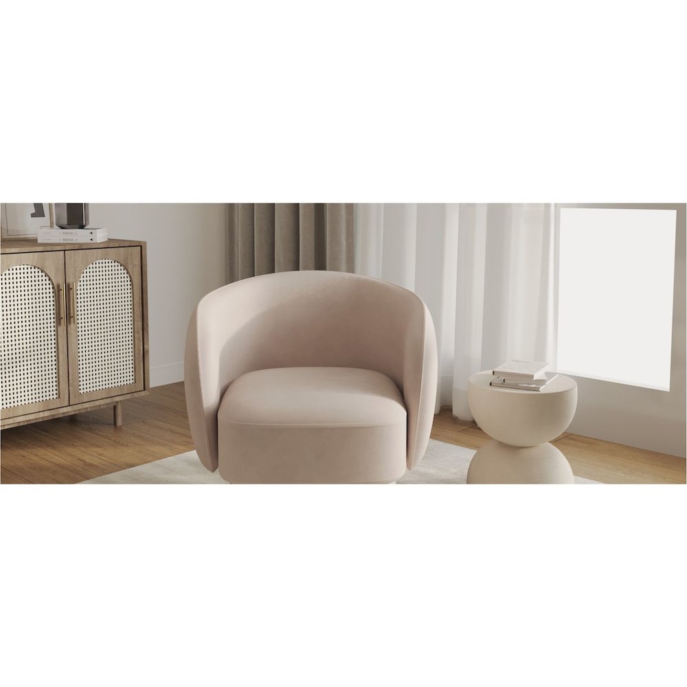 Raze Collection Modern Accent Chair in Beige Velvet