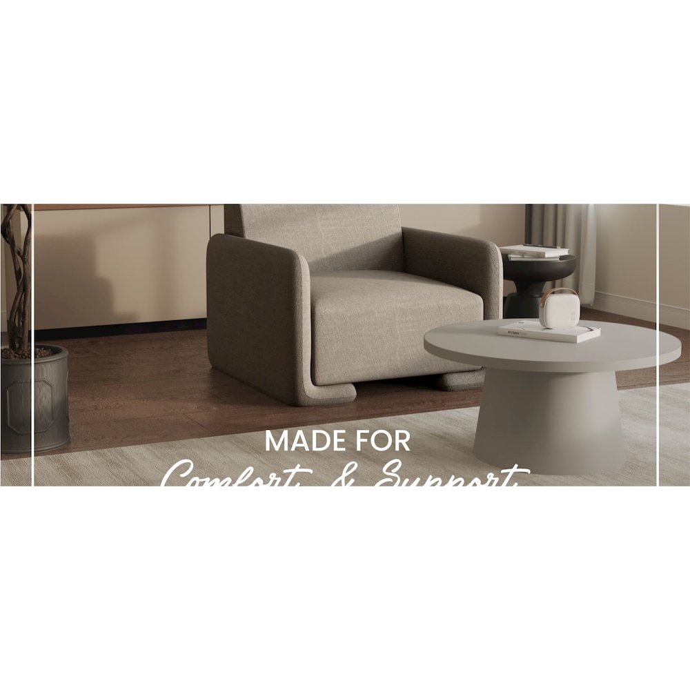 Nyta Collection Modern Accent Chair in Grey Linen