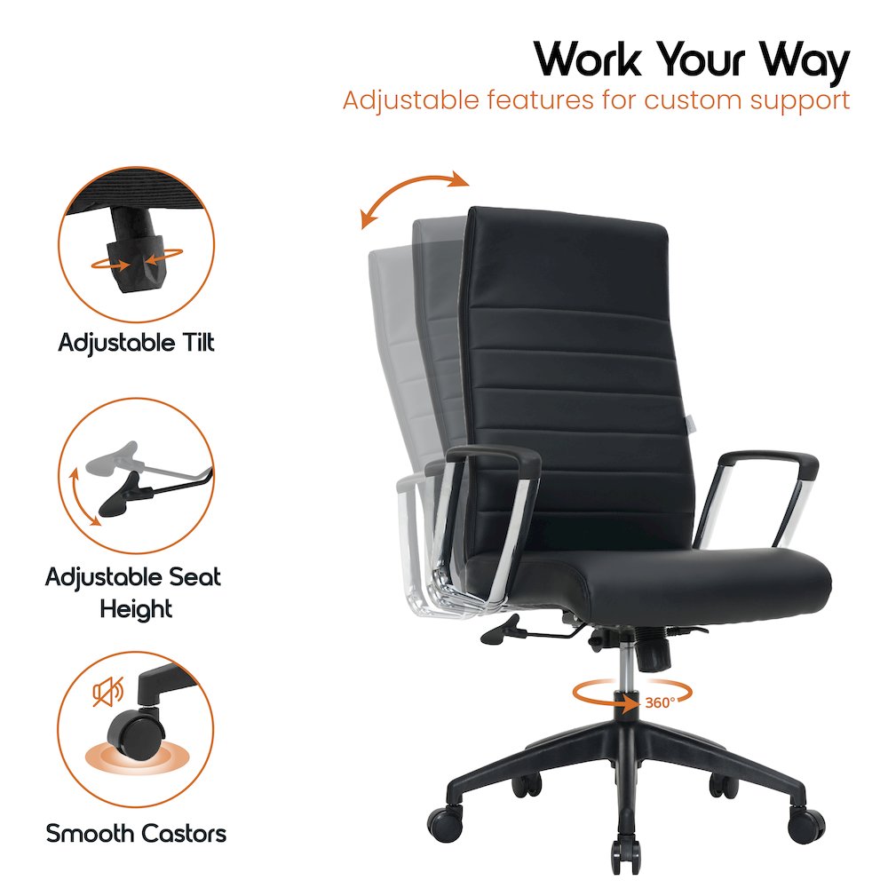 Hilton Modern High-Back Leather Office Chair