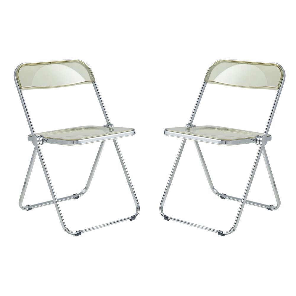 Lawrence Acrylic Folding Chair With Metal Frame, Set of 2