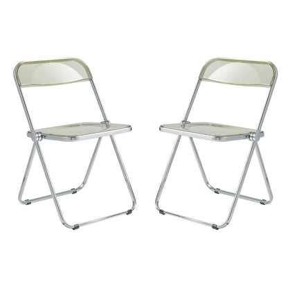 Lawrence Acrylic Folding Chair With Metal Frame, Set of 2