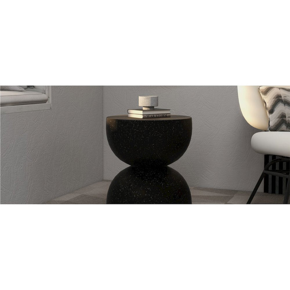 Sage Collection Fiberglass Outdoor Side Table in Black