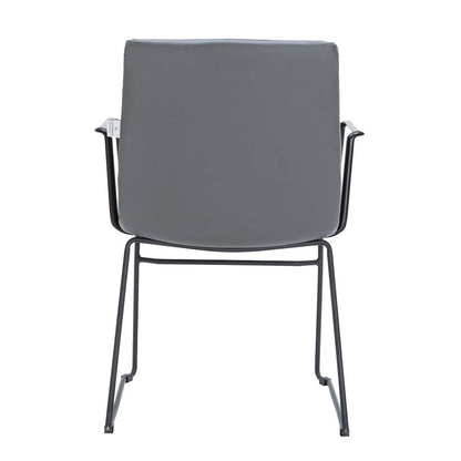 Zylar Series Office Guest Arm Chair in Grey Leather