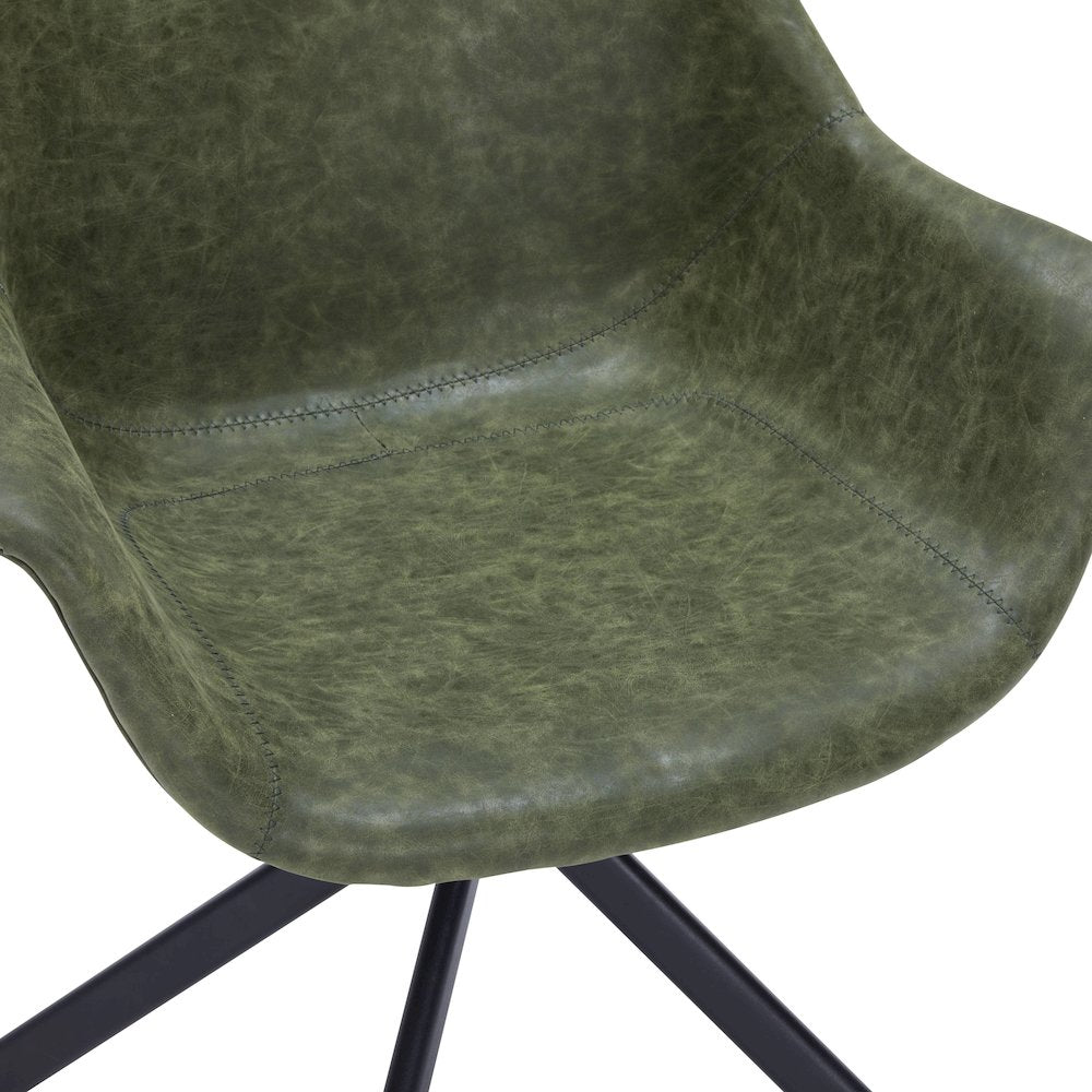 Markley Modern Leather Dining Swival Arm Chair in Green