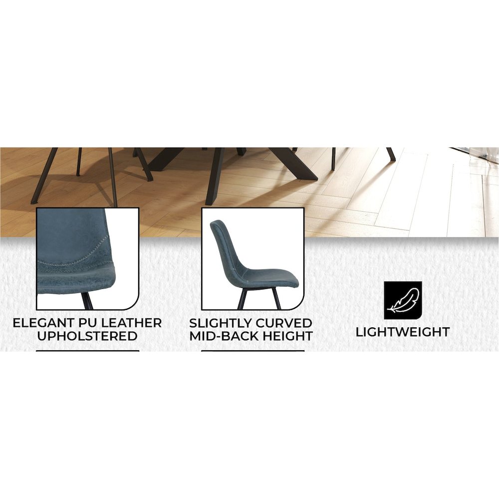 Markley Modern Leather Dining Chair With Metal Legs