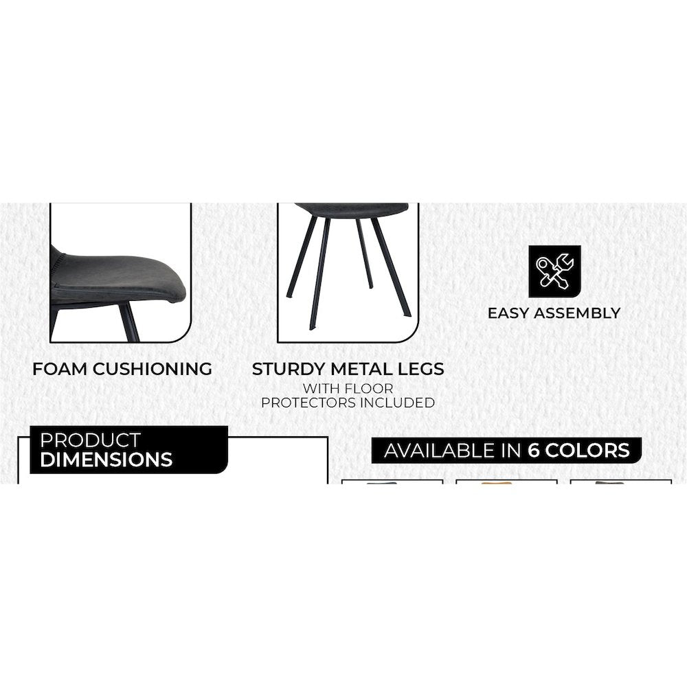Markley Modern Leather Dining Chair With Metal Legs