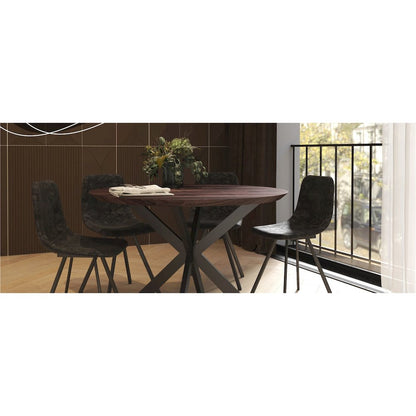 Markley Modern Leather Dining Chair With Metal Legs