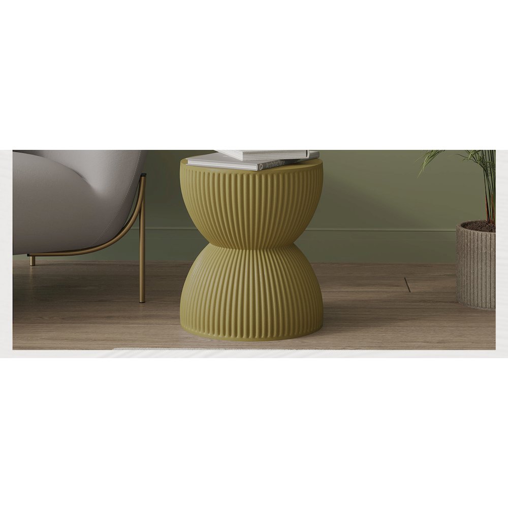 Modern Side End Table Spire Series In Olive Yellow