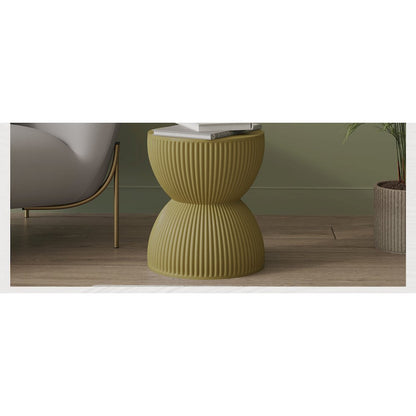 Modern Side End Table Spire Series In Olive Yellow