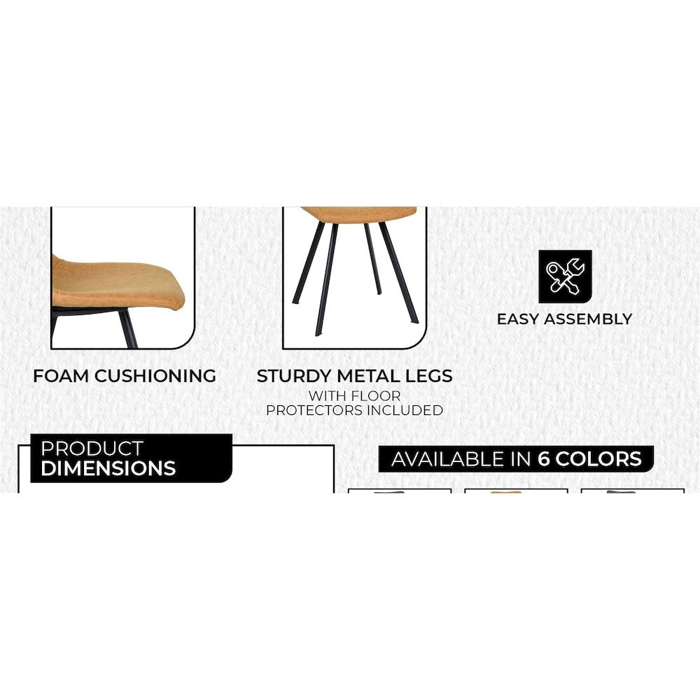 Markley Modern Leather Dining Chair With Metal Legs