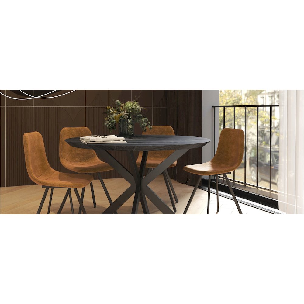 Markley Modern Leather Dining Chair With Metal Legs