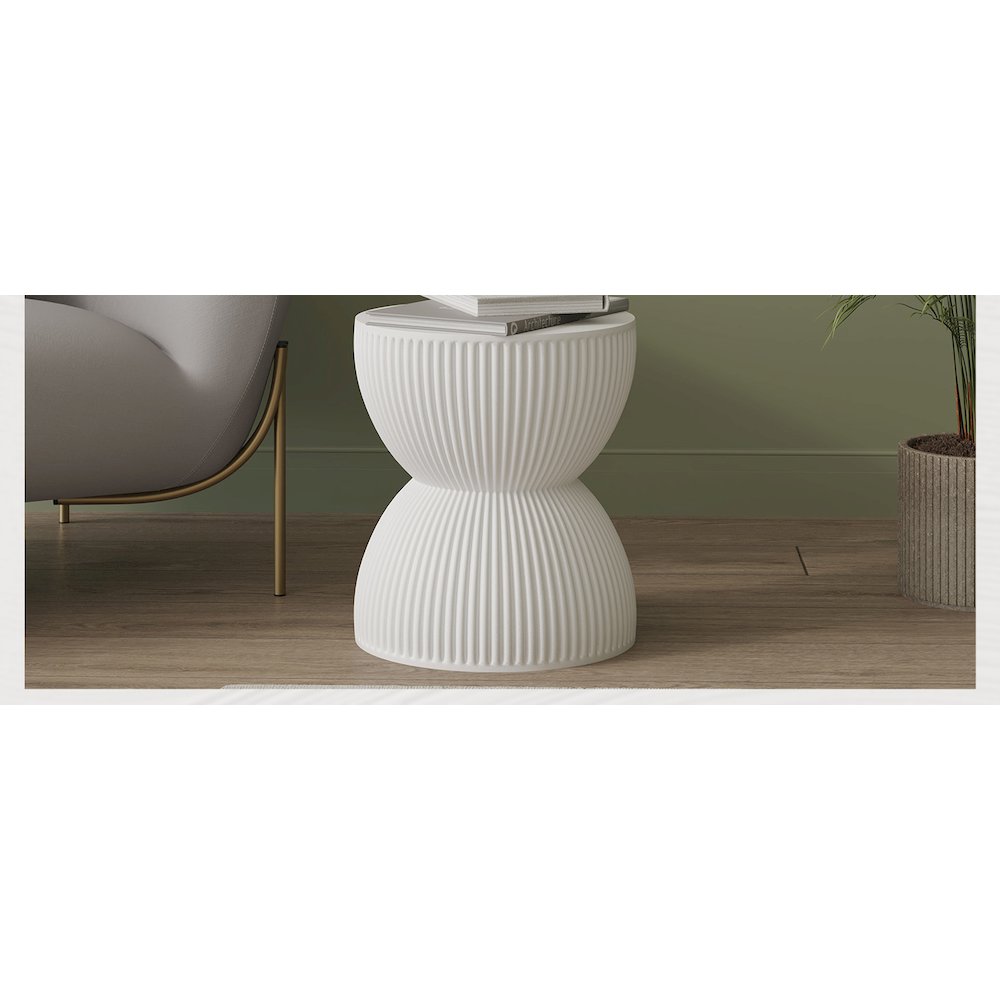 Modern Side End Table Spire Series In White