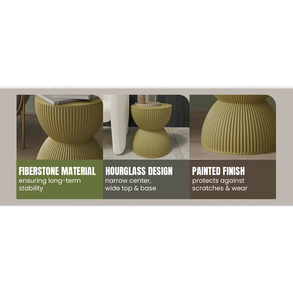Modern Side End Table Spire Series In Olive Yellow