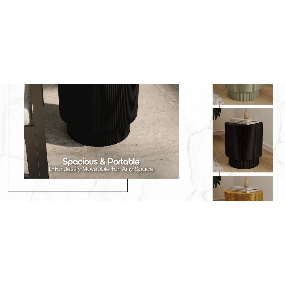 Eden Collection Fiberglass Outdoor Side Table in Black