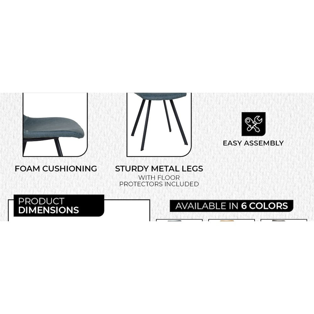 Markley Modern Leather Dining Chair With Metal Legs