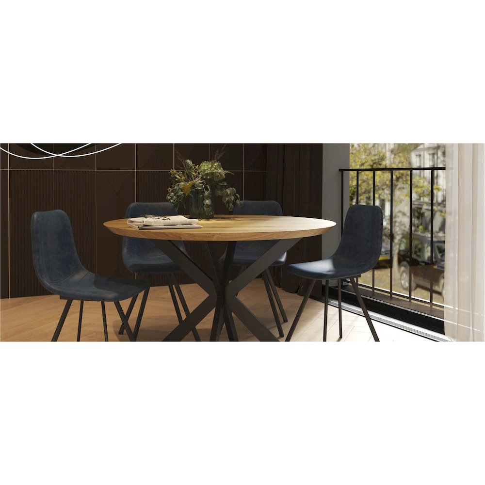 Markley Modern Leather Dining Chair With Metal Legs