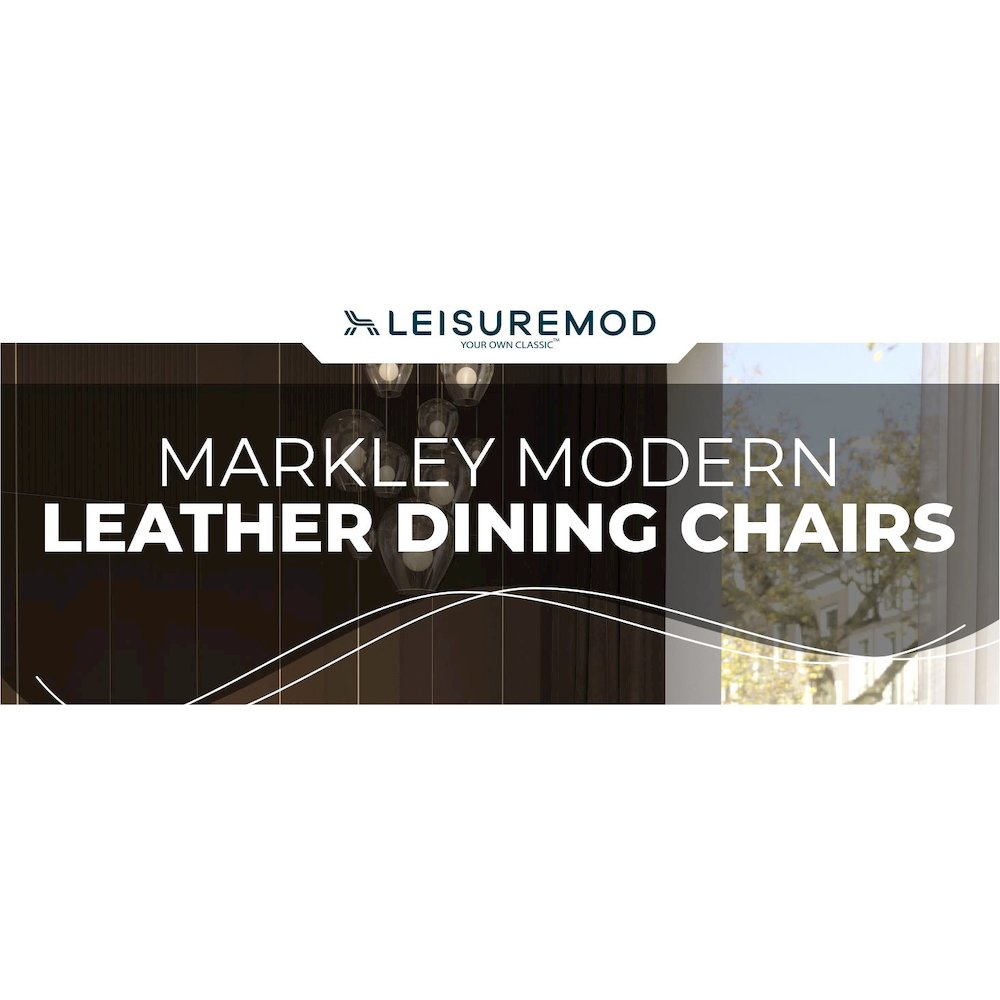 Markley Modern Leather Dining Chair With Metal Legs, Light Grey