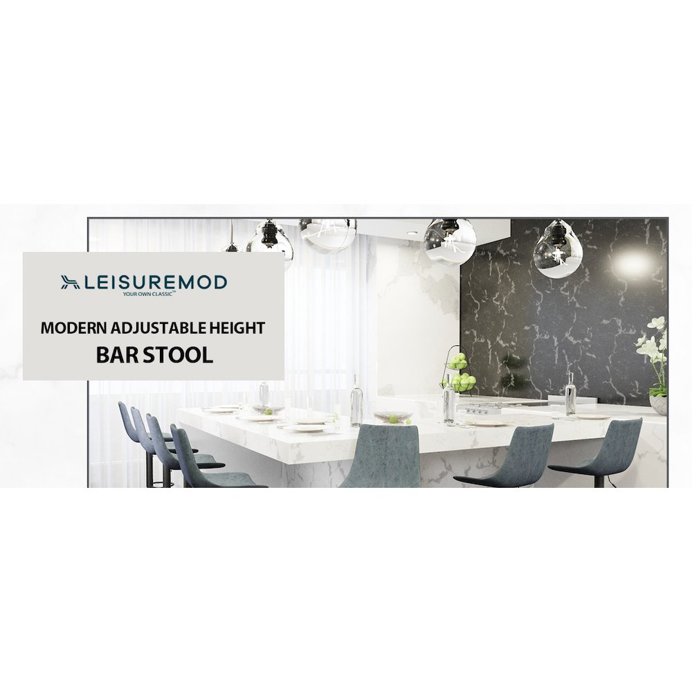 Tilbury Modern Adjustable Bar Stool in Peacock Blue