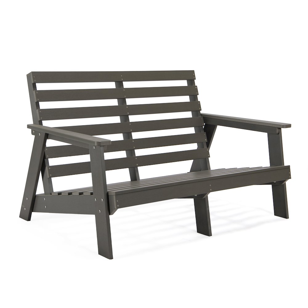 Alpine - Grey Loveseat - Dark Green Cushions