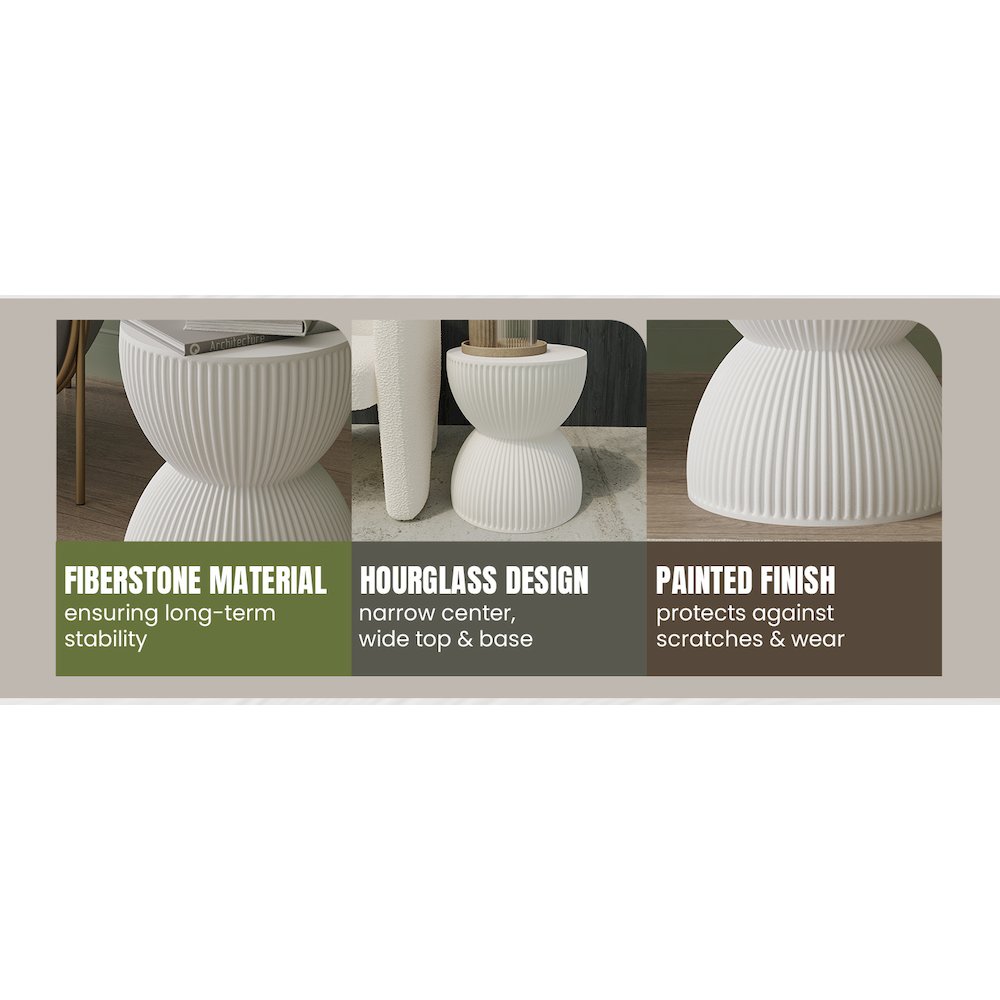 Modern Side End Table Spire Series In White