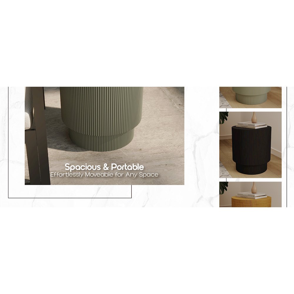 Eden Collection Fiberglass Outdoor Side Table in Olive Green