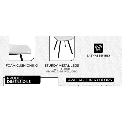 Markley Modern Leather Dining Chair With Metal Legs, Light Grey