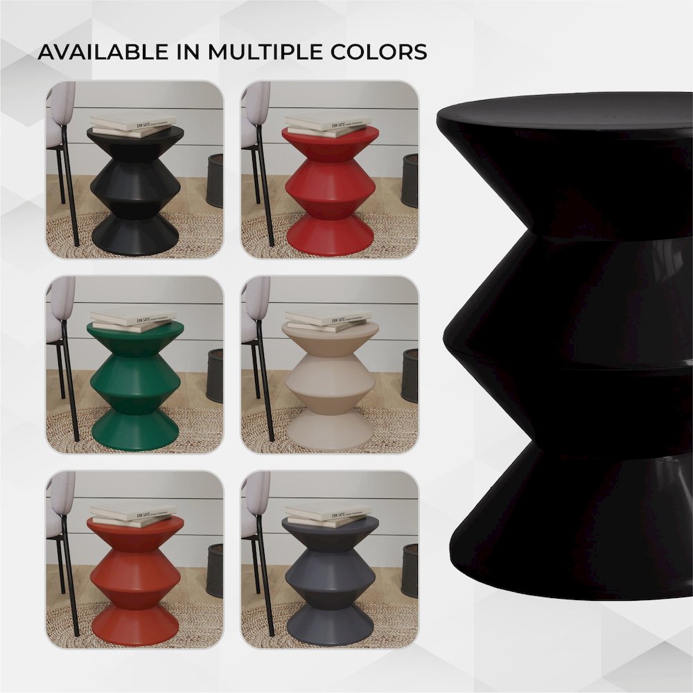 Aura Modern Plastic Side End Table, Indoor/Outdoor Use, Black