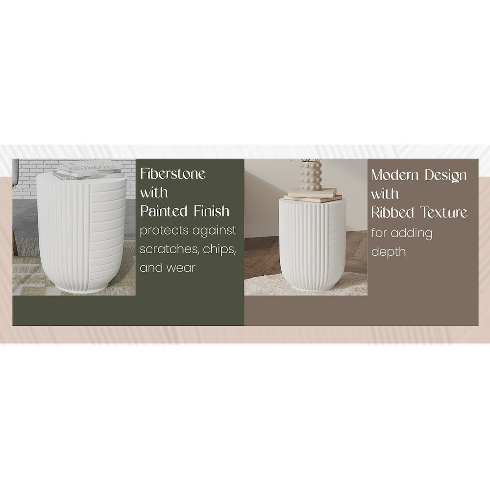Modern Side End Table Trove Series In White