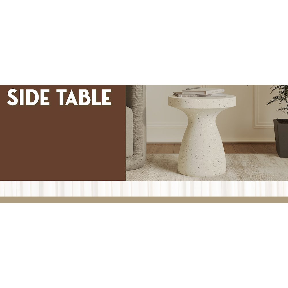 Modern Side End Table Wisp Series In Terrazzo White