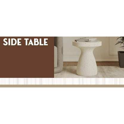 Modern Side End Table Wisp Series In Terrazzo White