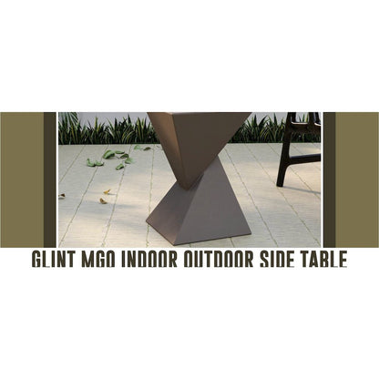 Glint Collection Fiberglass Outdoor Side Table in Grey