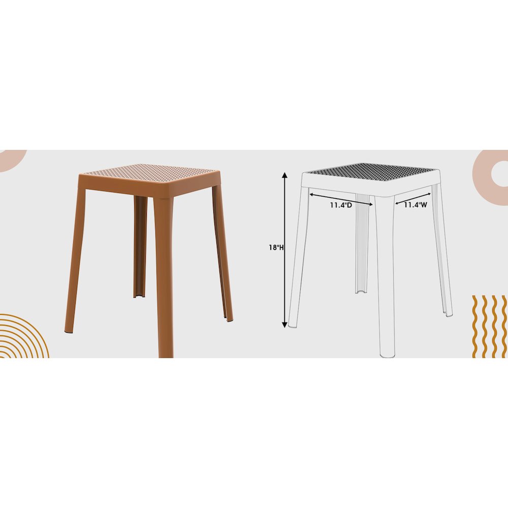 Tresse Series Stackable Poly Stool With Wicker Top 12 in Yellow