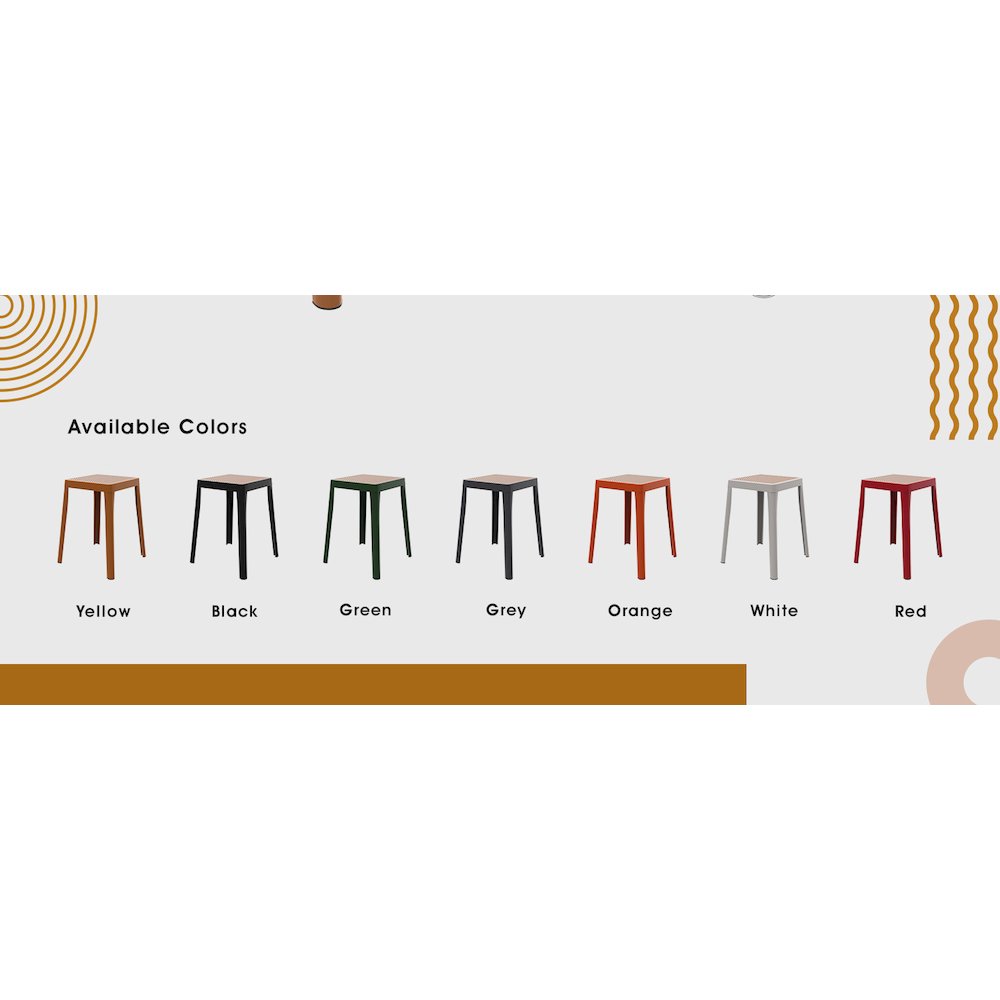 Tresse Series Stackable Poly Stool With Wicker Top 12 in Yellow