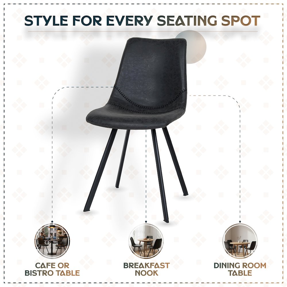 Markley Modern Leather Dining Chair With Metal Legs