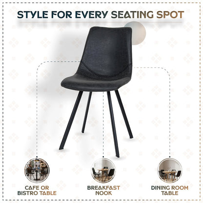 Markley Modern Leather Dining Chair With Metal Legs