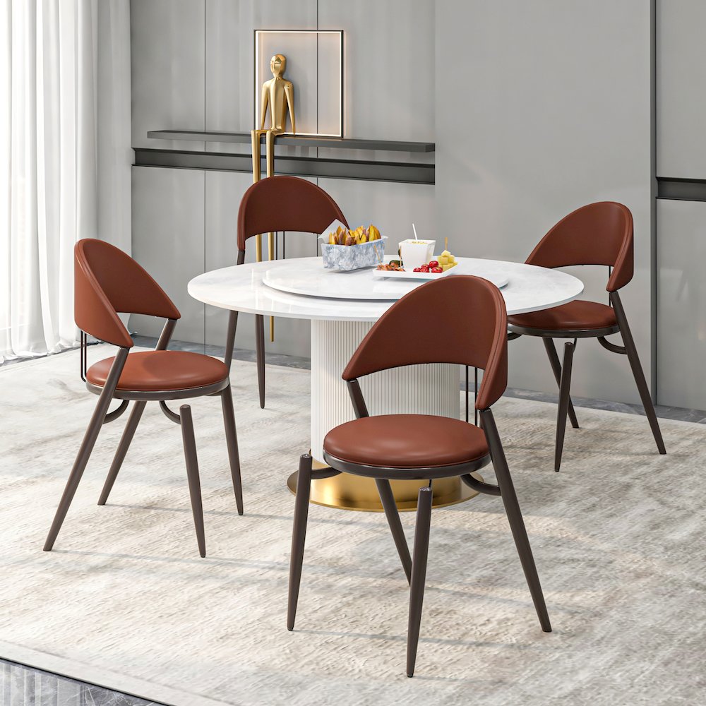 Venice Collection Modern Dining Chair In Black set of 2 in Dark Brown