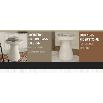 Modern Side End Table Wisp Series In Terrazzo White